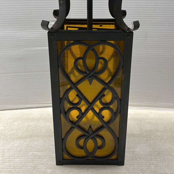 Vintage Spanish Revival Style Metal Ceiling Light with Acrylic/Plastic Panels - Picture 4 of 15